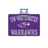 Sticker - 4" Rectangle UW-Whitewater arched over Warhawks