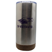 Tumbler - 18 oz Mascot over UW-Whitewater Silver with Cork Bottom