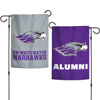 Garden Flag - 12" x 18" 2 Sided Mascot over Alumni and Mascot over UW-Whitewater Warhawks