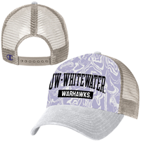 Trucker Hat - Tan and Purple Marble Design with Embroidered UW-Whitewater Warhawks