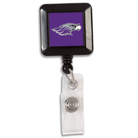 Badge Holder - Purple with Mascot 30 in Retractable Cord with Snap Closure