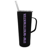 Tumbler with Handle - 20 oz Stainless Steel with UW-Whitewater and Straw