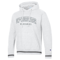 Champion Hooded Sweatshirt with Tackle Twill Lettering and Embroidered UW-Whitewater over Warhawks