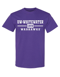 Freedomwear T-Shirt UW-Whitewater over UWW in Rounded Box over Warhawks