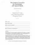 Carolina curriculum for Preschoolers with Special Needs Assessment Log and Progress Chart. Package of 10