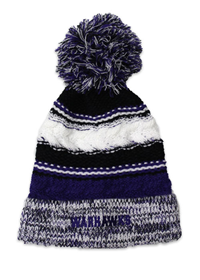 Pom Hat - Knit with Embroidered Warhawks