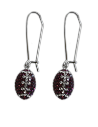 GameDay Purple Crystal Football Earrings