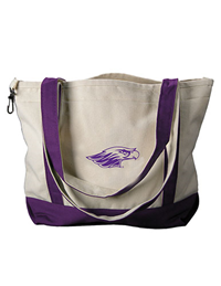 MCM Purple Canvas Tote Mascot over Warhawks