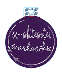 Sticker - Purple Circle Arrow with UW-Whitewater Warhawks