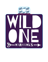 Image of Sticker - Square Purple Wild One over Warhawks through Arrow