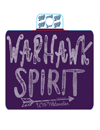 Sticker - Purple Square Warhawk Spirit with Arrow over UW-Whitewater