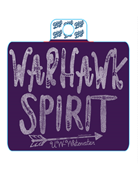 Image of Sticker - Purple Square Warhawk Spirit with Arrow over UW-Whitewater