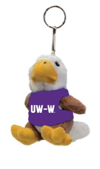 Neil Keychain Stuffed Hawk With UW-W Shirt