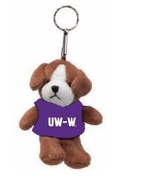 Neil Keychain Stuffed Dog With UW-W Shirt