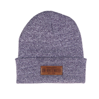 Beanie - Heather Purple Knit with Patch Warhawks over UW-Whitewater Est 1868