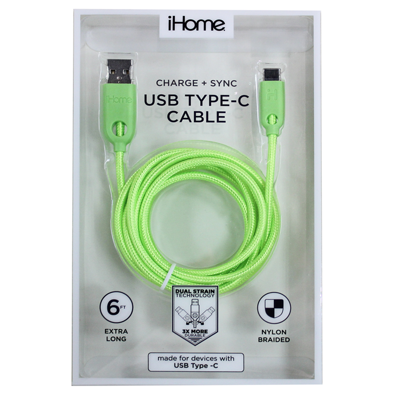 Cable - iHome USB Type-C Cable Green