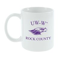 Mug -  11 oz UW-W arched over Mascot over Rock County