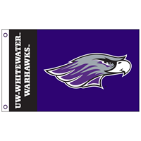 Flag- UW-Whitewater Warhawks with Mascot