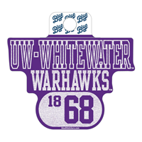 Sticker - Purple UW-Whitewater Warhawks over 1868