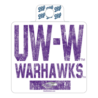 Sticker - White UW-W over Warhawks with Mascot