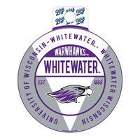 Sticker - White Circle University of Wisconsin Whitewater Above Warhawks Whitewater