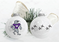 Ornament - White Full Body Mascot with Warhawk Footprints in Snow