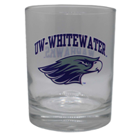 Glass - Rocks Glass with UW-Whitewater over Mascot and Warhawks