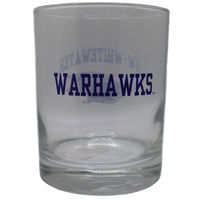 Glass - Rocks Glass with UW-Whitewater over Mascot and Warhawks