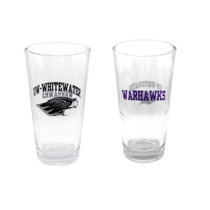 Glass - 16oz UW-Whitewater over Mascot and Warhawks on the Back - main view