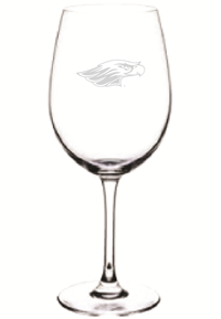 Glass - 19 oz Etched Mascot Stem Wine Glass