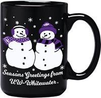 Mug - 15 oz Seasons Greetings from UW-Whitewater with snow people