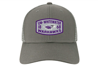 Trucker Hat - UW-Whitewater 1868 Mascot over Warhawks Patch with Snap Back