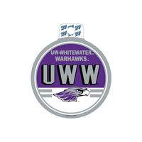 Sticker - 4" Circle UW-Whitewater Warhawks over UWW