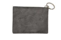 ID Holder - Gray Leather Imprinted Mascot with Velcro