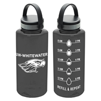 Bottle - 36 oz Black UW-W over Mascot with Schedule