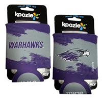 Koozie - 2 Sided Design Warhawks and Mascot on Gray and Purple
