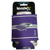 Koozie - Mascot over Gray and White Stripe Design