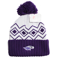 Pom Hat - Knit Diamond Design with Patch Logo