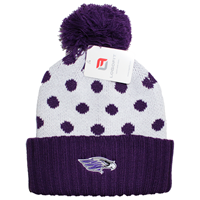 Pom Hat - Knit Polka Dot Design with Patch Logo