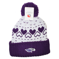 Pom Hat - Knit Heart Design with Patch Logo