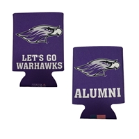 Koozie - 2 Sided Design Mascot over Alumni and Mascot over Let's Go Warhawks