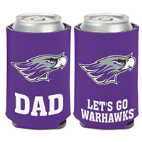 Image of Koozie - 2 Sided Design Mascot over Dad and Mascot over Let's Go Warhawks