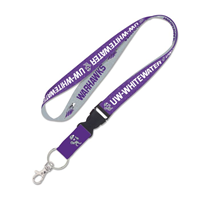 Lanyard - 2 Tone Purple and Gray UW-Whitewater Warhawks Lanyard with Buckle and 1" Ring and Clip