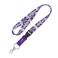 Lanyard - Double Sided Purple Tie Dye UW-Whitewater and Mascot with Buckle and 1" Ring with Clip