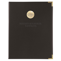 Padfolio - University of Wisconsin Whitewater with Gold Mascot Emblem and Notebook Inside