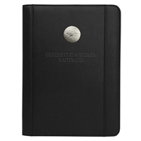 Padfolio - University of Wisconsin Whitewater with Silver Mascot Emblem and Zipper Closure