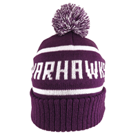 Pom Hat - Knit with White Warhawks Lettering