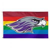 Flag - 3'x5' Pride Flag with Mascot in Middle on Rainbow Background