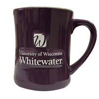 A Diner Mug with Mascot on front, Warhawks on gray inside, Warhawks down handle and Full Uni Logo on back