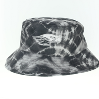 Bucket Hat - Black Tie Dye with White Embroidered Macot